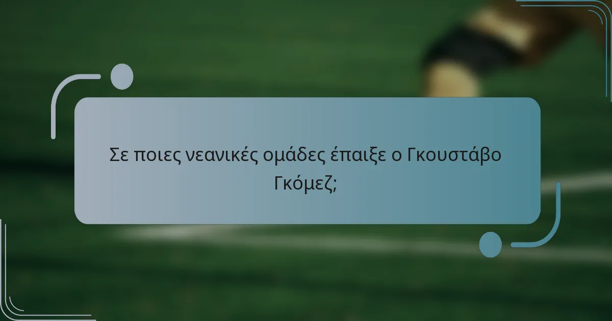 Σε ποιες νεανικές ομάδες έπαιξε ο Γκουστάβο Γκόμεζ;