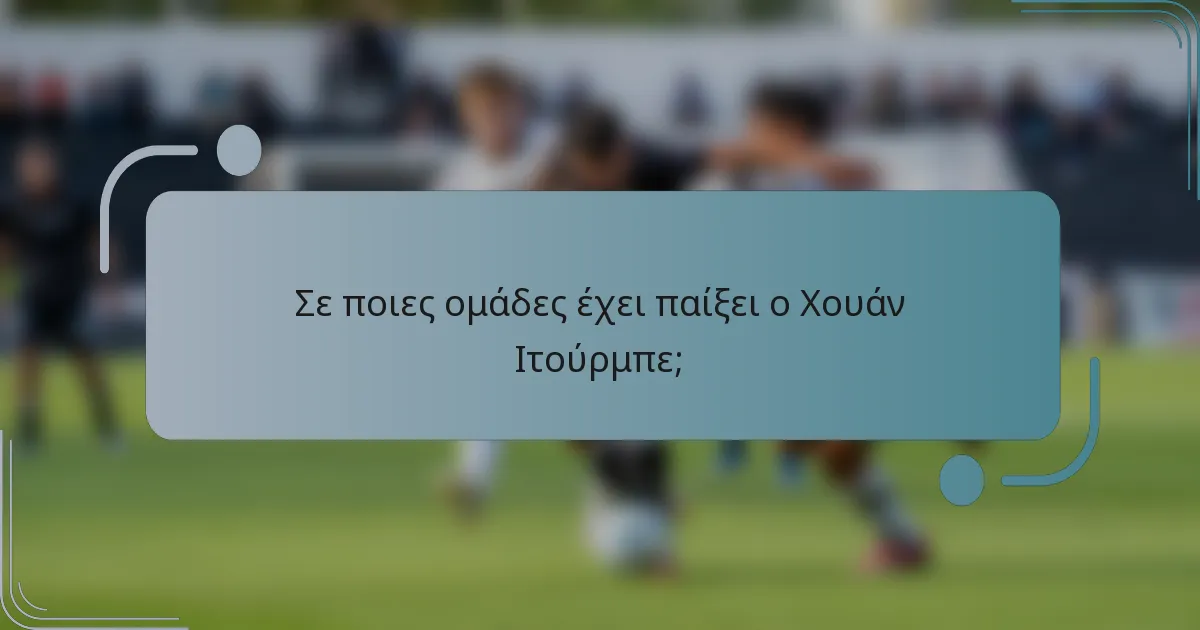 Σε ποιες ομάδες έχει παίξει ο Χουάν Ιτούρμπε;